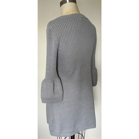 One A Gray Bell Sleeve Tunic Sweater Retro Boho Twee Coquette Cotton Blend L $45 - Picture 6 of 12
